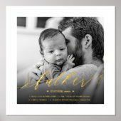 父の定義 エレガントなスクリプト 黒白の写真 箔ポスター (正面)