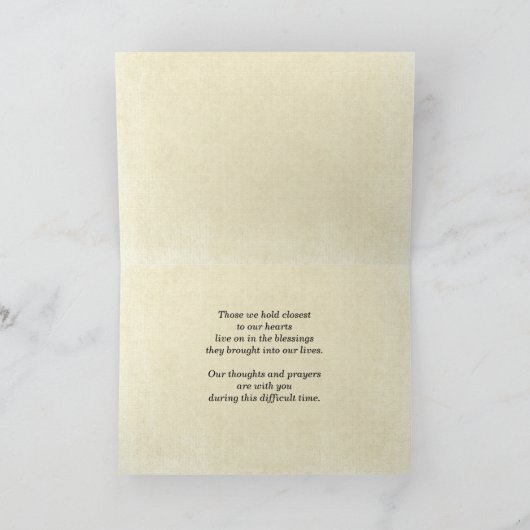 父の悔やみや弔慰を失う赤カヌー反射 カード (内部)