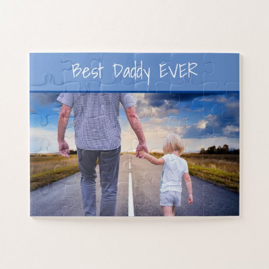 父の日あなた自身の写真最高のダディー ジグソーパズル (横)