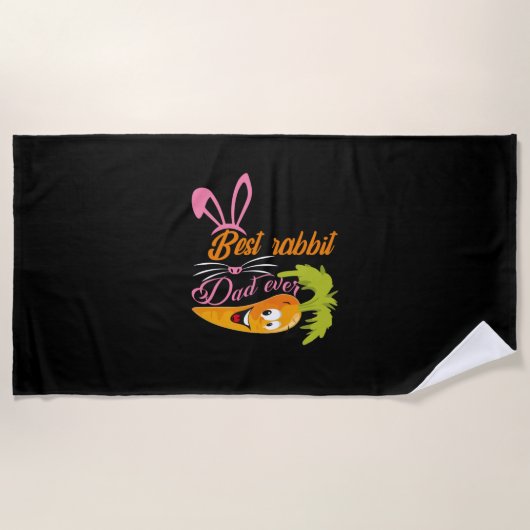 父の日うさぎ最高ののパパ ビーチタオル (正面)