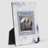 父の日おじいちゃんの日ブルー最初のフォトフレーム フォトプラーク (側面)