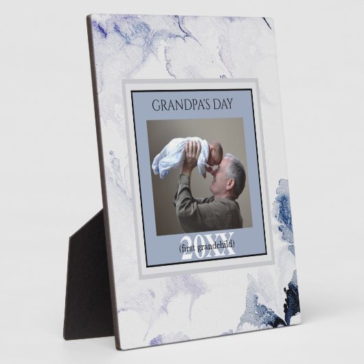 父の日おじいちゃんの日ブルー最初のフォトフレーム フォトプラーク (側面)