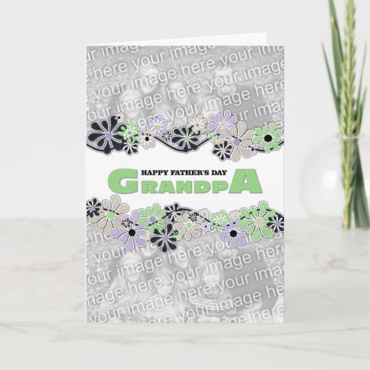 父の日おじいちゃんフォトセンターの花を追加 カード (正面)
