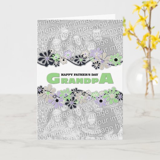父の日おじいちゃんフォトセンターの花を追加 カード (黄色い花)