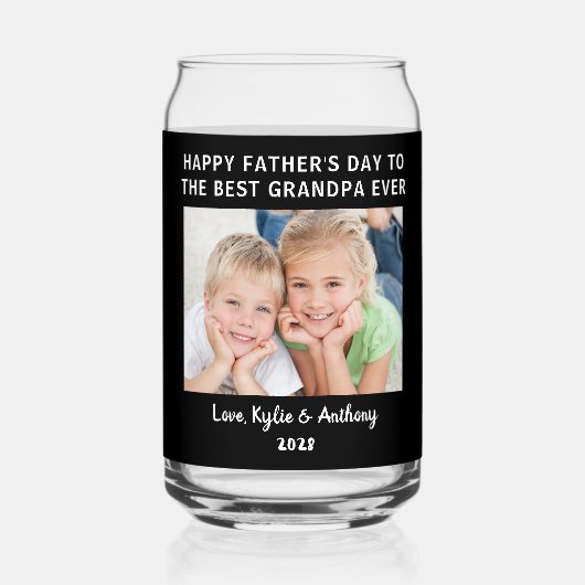 父の日おじいちゃん最高のフェバーカスタムフォトブラック ガラス缶 (裏面)