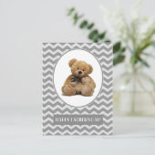 父の日おめでとうかわいいテディベア ポストカード (スタンド正面)