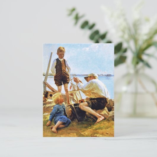 父の日おめでとうファインアート ポストカード (スタンド正面)