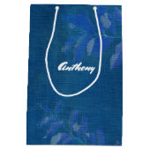 父の日おめでとう名前をカスタムする ミディアムペーパーバッグ (裏面)