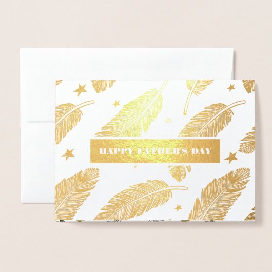 父の日おめでとう羽エレガント形 箔カード (封筒付き正面)