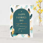 父の日おめでとう羽毛パターン カード (黄色い花)