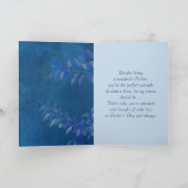 父の日おめでとう青エレガント葉パターン カード (内部)