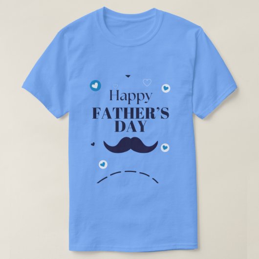 父の日おめでとう - ヒゲとハートのデザイン Tシャツ (デザイン正面)
