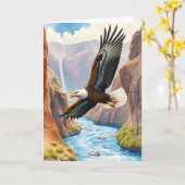 父の日おめでとう | 峡谷に舞う鷹 カード (黄色い花)