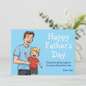 父の日おめでとう！　漫画のパパと息子　青 シーズンカード (スタンド正面)