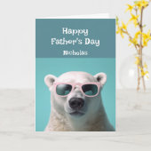 父の日おもしろいすごいパパクールクマ動物 カード (黄色い花)