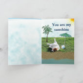 父の日おもしろいカードと日光浴バセットハウンド カード (内部)