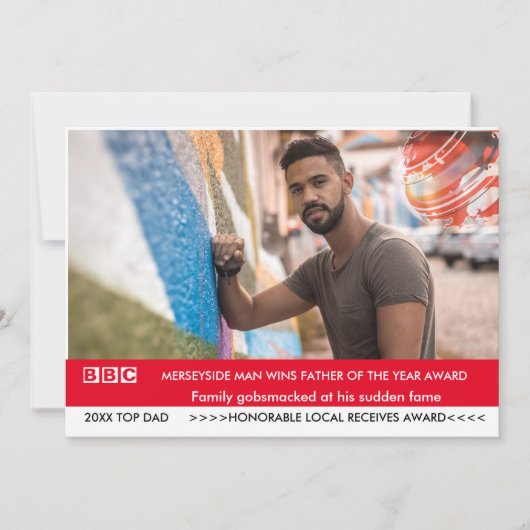 父の日おもしろいカード🎉フェイクブリティッシュtellyニュース 招待状 (正面)