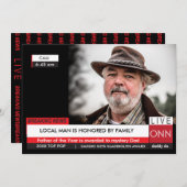 父の日おもしろいカード🎉偽のテレビニュース 招待状 (正面/裏面)