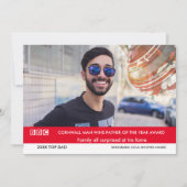 父の日おもしろいカード🎉偽の英国テレビニュース 招待状 (正面)