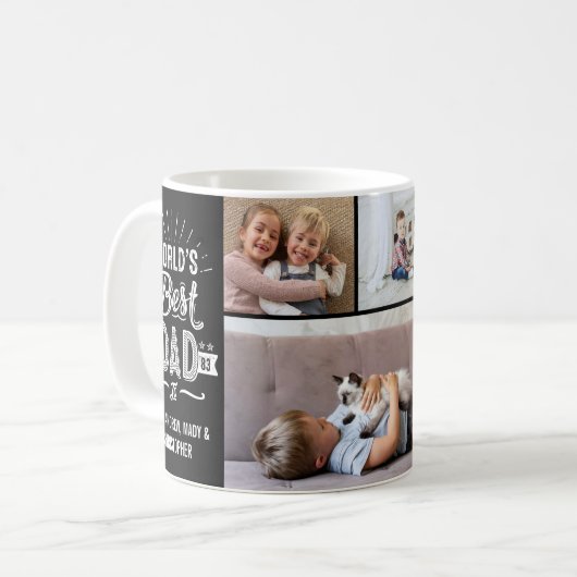 父の日おもしろい世界の最高のパパ子の名前の写真 コーヒーマグカップ (正面左)