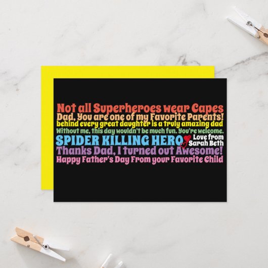 父の日おもしろい引用文の願い カード (正面/裏面インサイチュ)