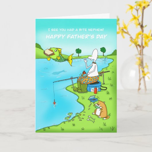 父の日おもしろい甥の漁師カード カード (黄色い花)