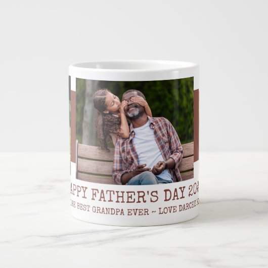 父の日お最高のじいんパ3フォトラストブラウン ジャンボコーヒーマグカップ (正面)