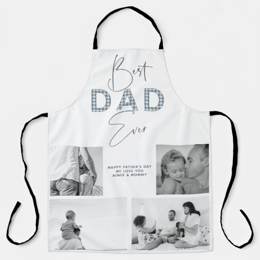 父の日お父さ最高のん4写真ほこりっぽいブルー エプロン (正面)