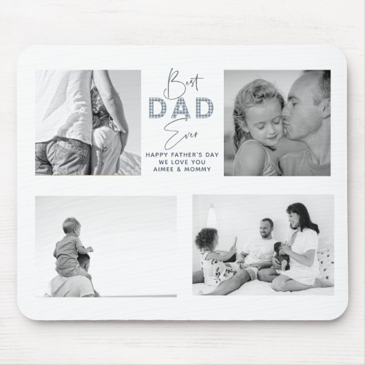 父の日お父さ最高のん4写真ほこりっぽいブルー マウスパッド (正面)