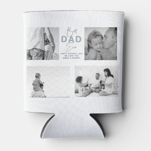 父の日お父さ最高のん4写真ほこりっぽいブルー 缶クーラー (正面)