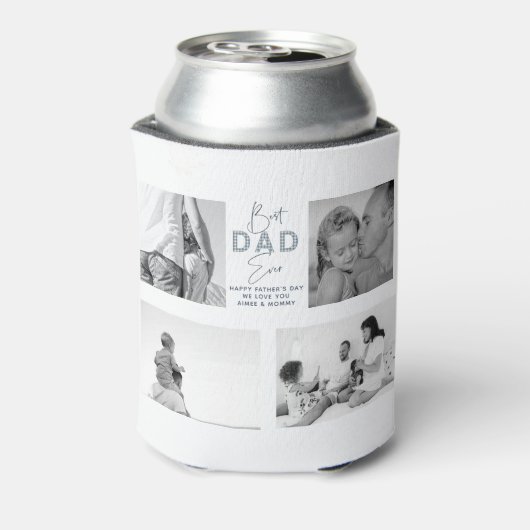 父の日お父さ最高のん4写真ほこりっぽいブルー 缶クーラー (缶裏面)