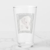 父の日かわいい白い子犬の雪の冬 タンブラーグラス (裏面)