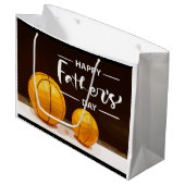 父の日がバスケットボールのパパブラック  ラージペーパーバッグ (正面アングル)