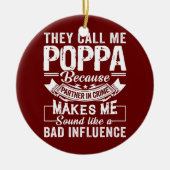 父の日でパートナーが私をポッパと呼ぶ セラミックオーナメント (正面)