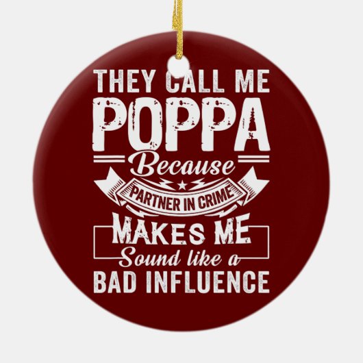 父の日でパートナーが私をポッパと呼ぶ セラミックオーナメント (裏面)