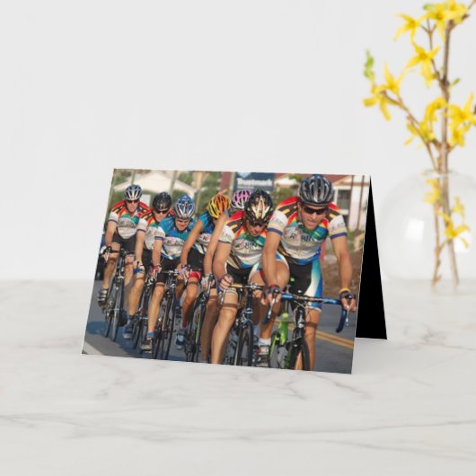 父の日とバイクもしくは自転車に乗る人 カード (黄色い花)