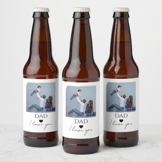 父の日と写真とパパ、私はあなたを愛している ビールラベル (ボトル)