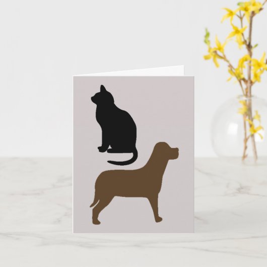 父の日と猫と犬 カード (黄色い花)