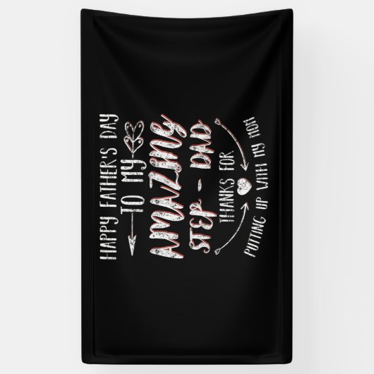 『父の日と私の素晴らしいステップパパ感謝していF』 横断幕 (縦)