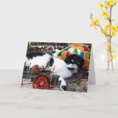 父の日にハレクインを飼っている猫 カード (黄色い花)