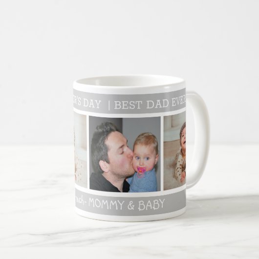 父の日に初めておめでとう最高のパパ4枚の写真 コーヒーマグカップ (正面右)