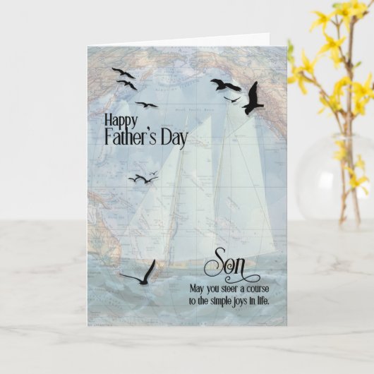 父の日に息子が海のカードを航行するために カード (黄色い花)
