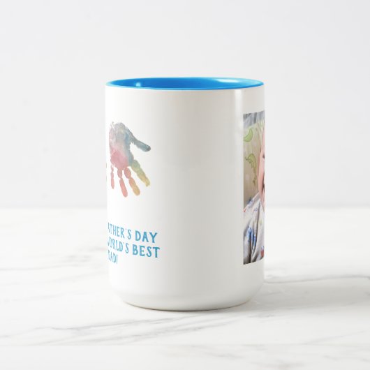父の日に自分の手のプリントを作成 ツートーンマグカップ (中央)