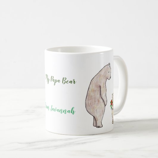 父の日に贈り物カワイトベア&カブ名前をカスタムする コーヒーマグカップ (正面右)
