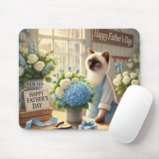 父の日に贈る花が咲く猫 マウスパッド (マウス)