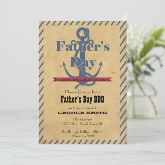 父の日のいかりBBQのパーティの招待状 招待状 (スタンド正面)