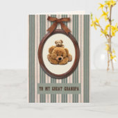 父の日のおじいちゃん。かわいいテディベア カード (黄色い花)