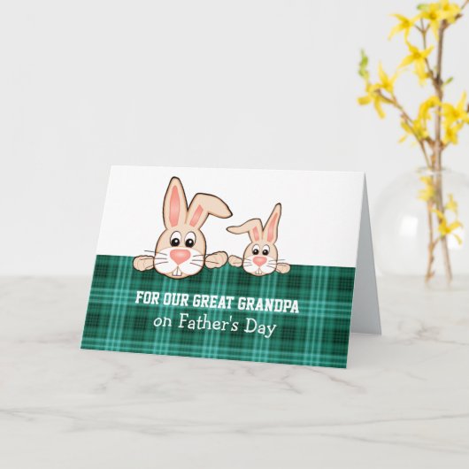 父の日のおじいちゃん。キュートな二匹のバニー カード (黄色い花)