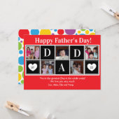 父の日のおめでとう5枚の写真の赤いフラットグリーティングカード カード (正面/裏面インサイチュ)