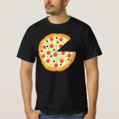 父の日のお父さんひと口少ないピザ黒Tシャツ Tシャツ (正面)